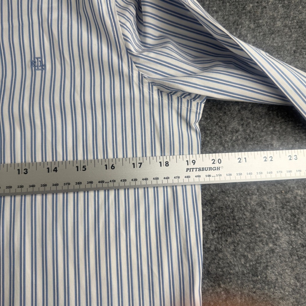 Lauren Ralph Lauren Womens Blue White Striped Stretch Non Iron Button Down Shirt - Picture 8 of 9